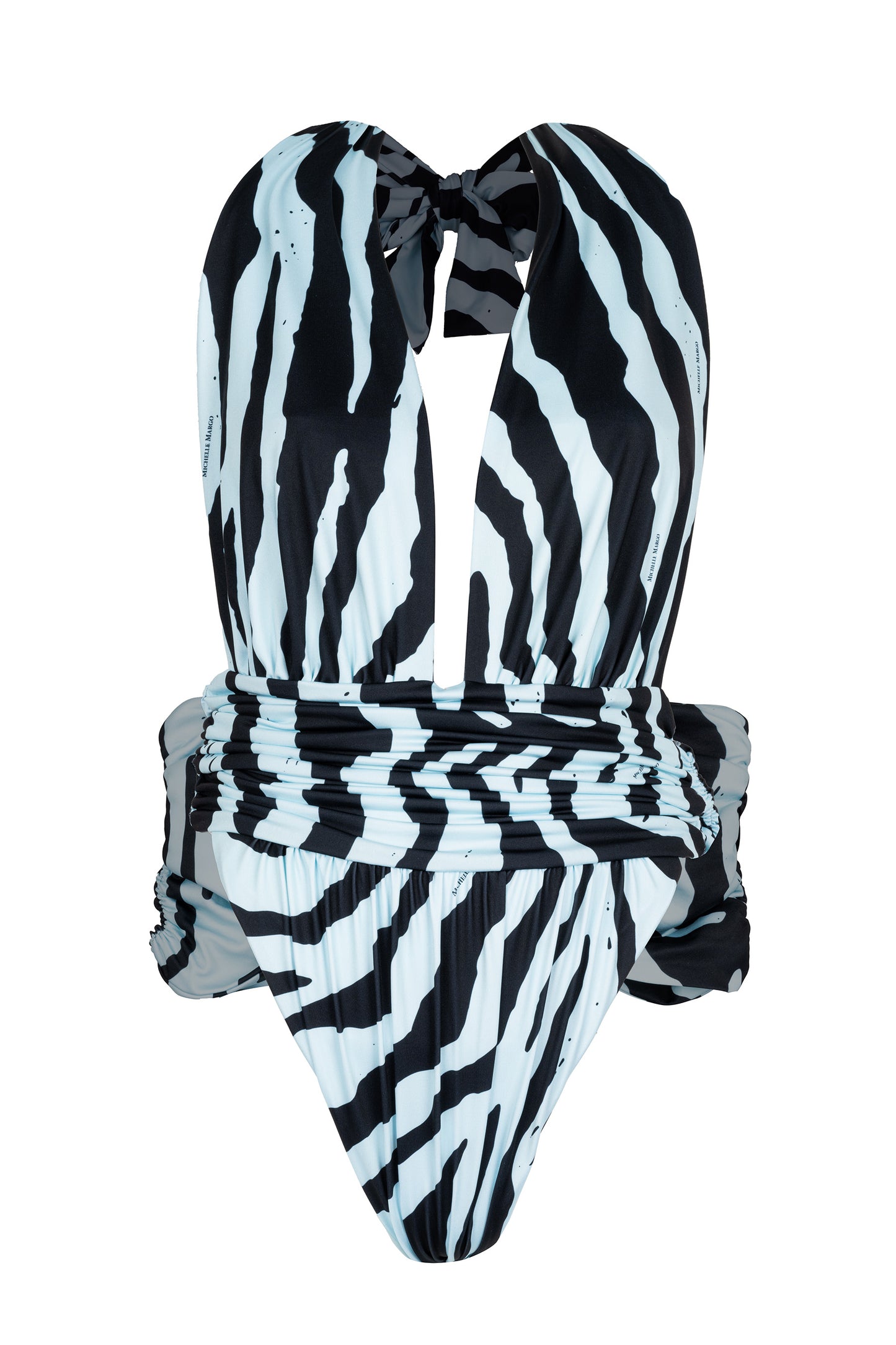 ONE PIECES SAFARI ZEBRA TURQUISE WITH BOW