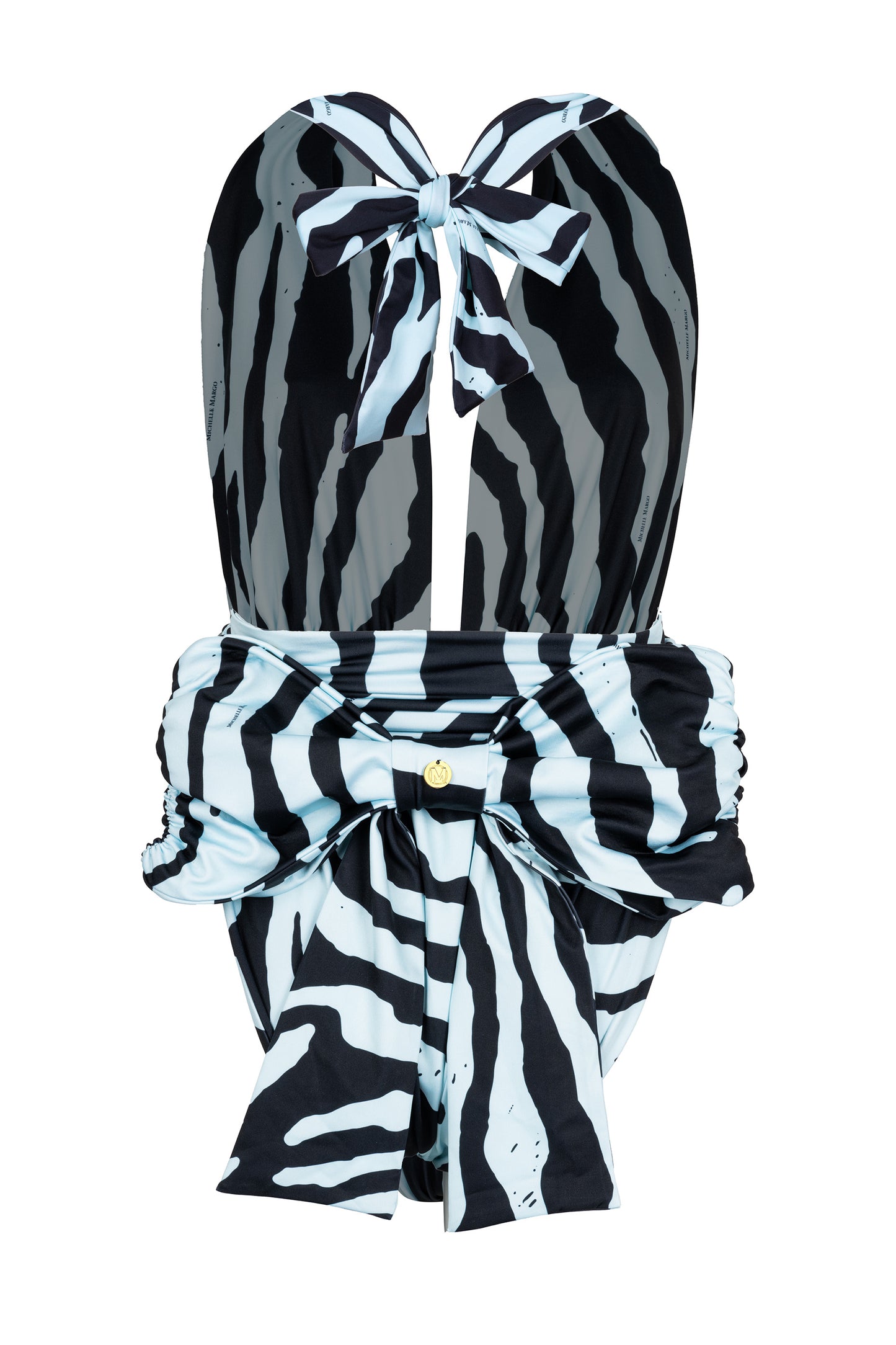 ONE PIECES SAFARI ZEBRA TURQUISE WITH BOW